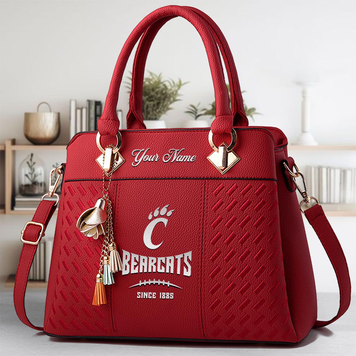 Sportswearmerch Cincinnati Bearcats NCAA Zip Leather Handbag For Fan