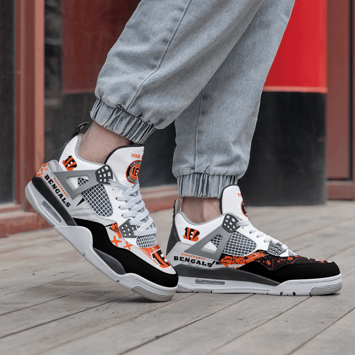 Sportswearmerch Cincinnati Bengals NFL Air Jordan 4 Sneaker AJ4 Sneakers Shoes For Men And Women