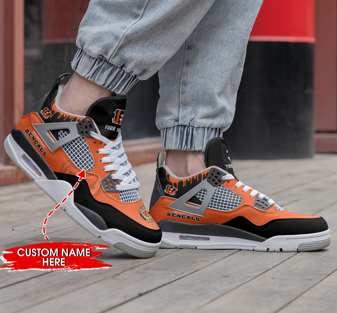 Sportswearmerch Cincinnati Bengals NFL Air Jordan 4 Sneaker AJ4 Sneakers Shoes For Men And Women