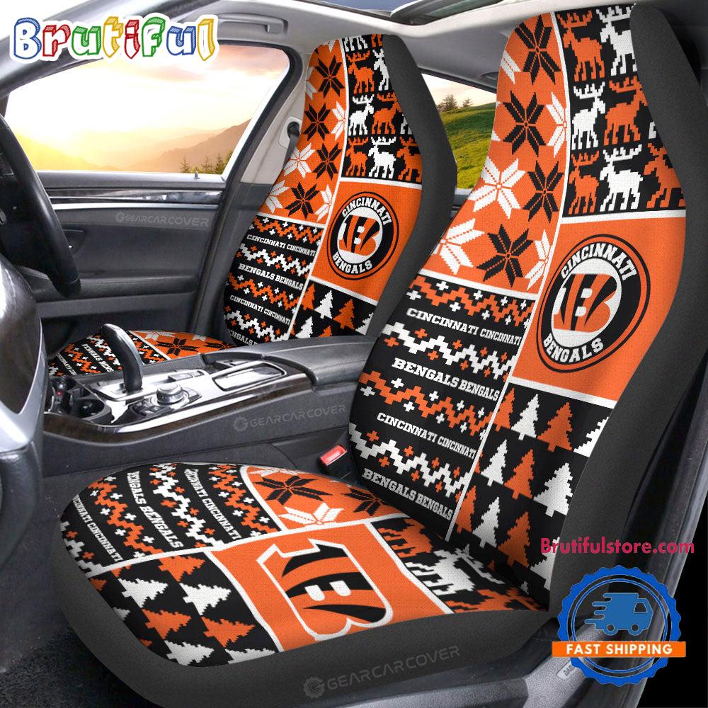 Sportswearmerch Cincinnati Bengals NFL Design Christmas Car Seat Covers For Fan