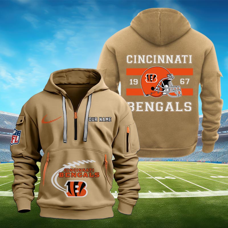 Sportswearmerch Cincinnati Bengals NFL Half Zip Hoodie Personalized For Fan