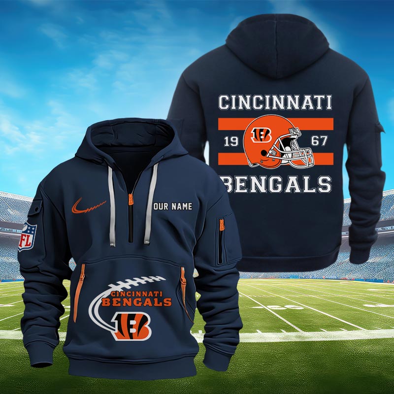 Sportswearmerch Cincinnati Bengals NFL Half Zip Hoodie Personalized For Fan