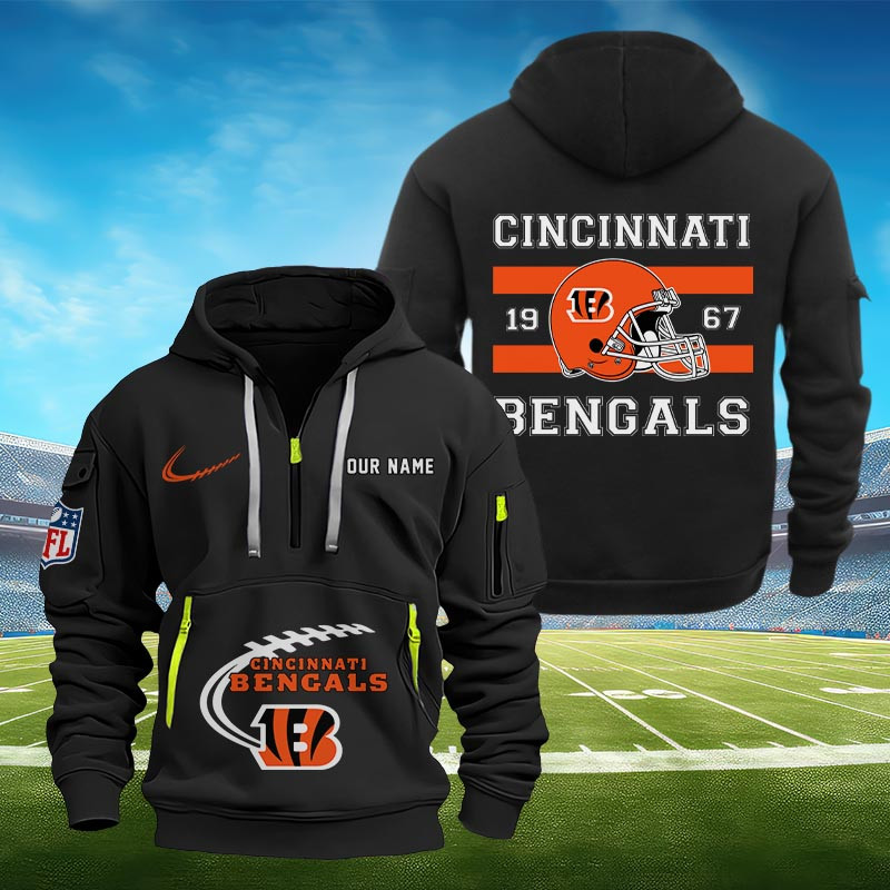 Sportswearmerch Cincinnati Bengals NFL Half Zip Hoodie Personalized For Fan