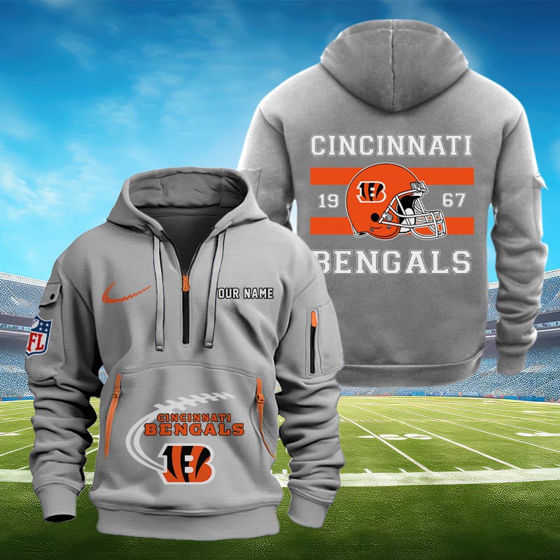 Sportswearmerch Cincinnati Bengals NFL Half Zip Hoodie Personalized For Fan
