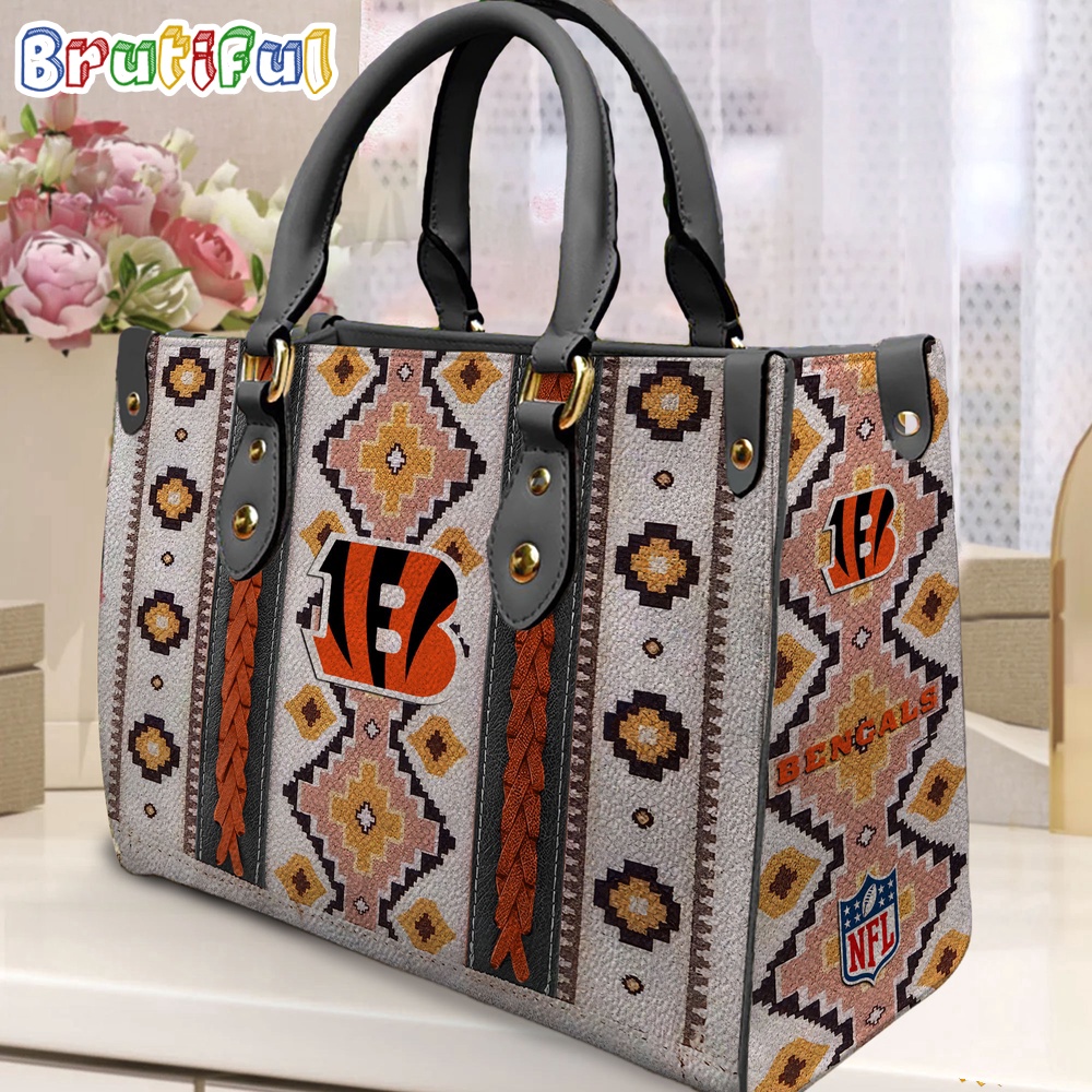 Sportswearmerch Cincinnati Bengals NFL Native American Pattern Leather Bag For Fan
