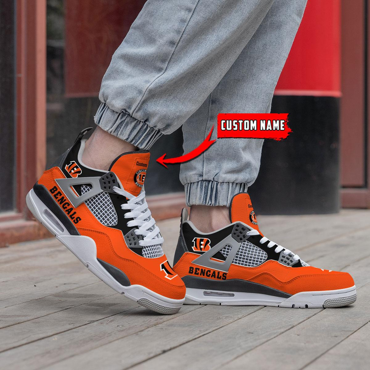 Sportswearmerch Cincinnati Bengals NFL Personalized Air Jordan 4 SnAJ4 Sneakers Shoes For Men And Women