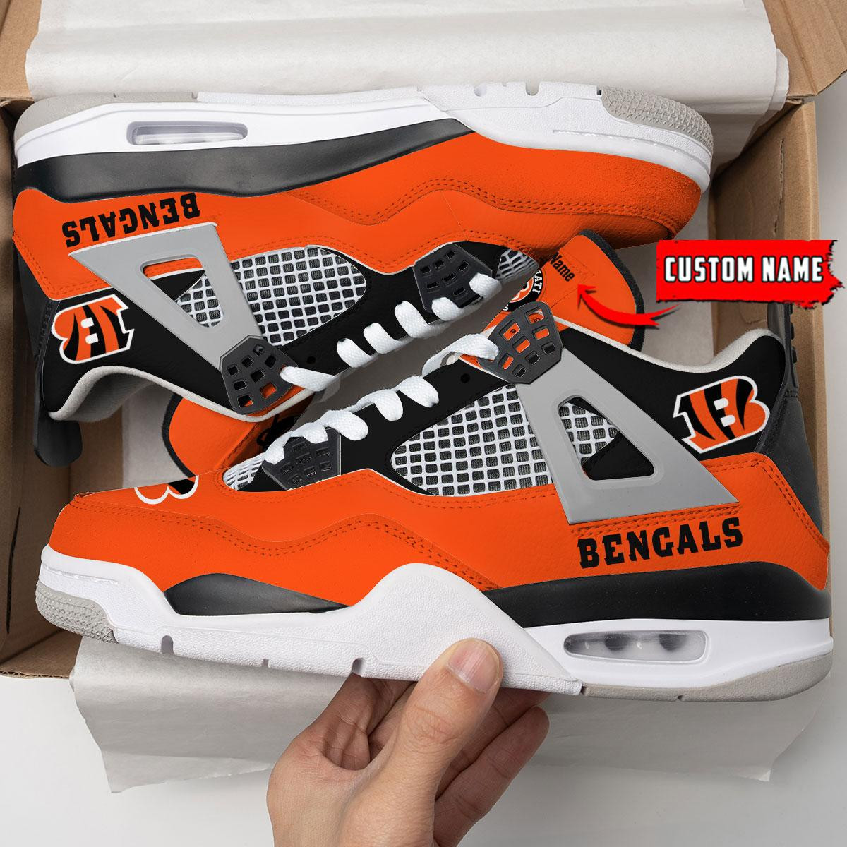 Sportswearmerch Cincinnati Bengals NFL Personalized Air Jordan 4 SnAJ4 Sneakers Shoes For Men And Women