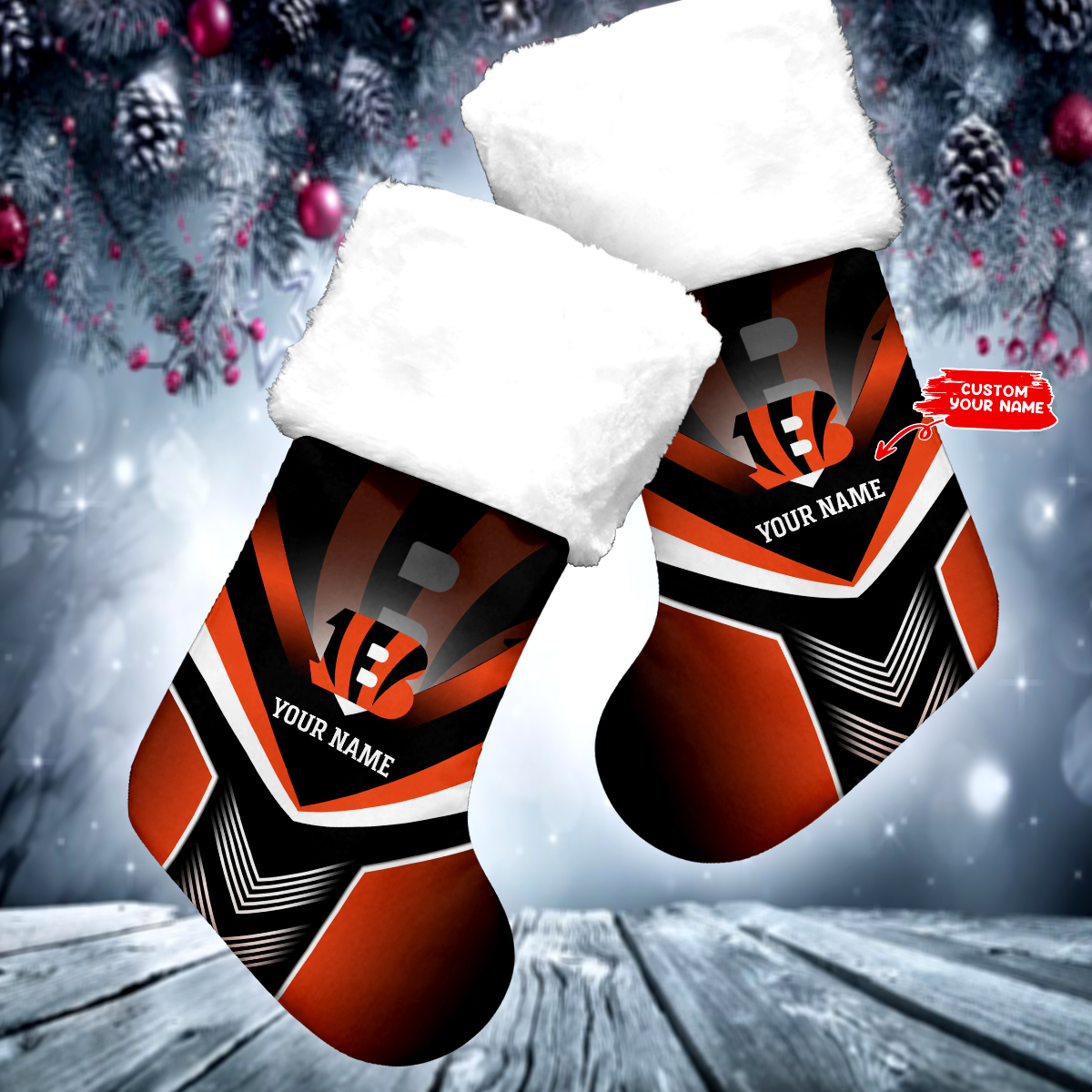 Sportswearmerch Cincinnati Bengals NFL Personalized Christmas Socks For Fan