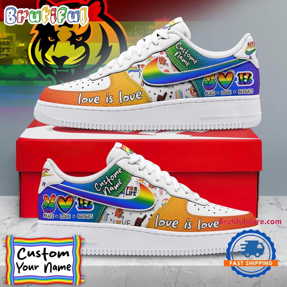 Sportswearmerch Cincinnati Bengals NFL Pride Peace Love Bengals Custom Air Low-Top Shoes For Men And Women