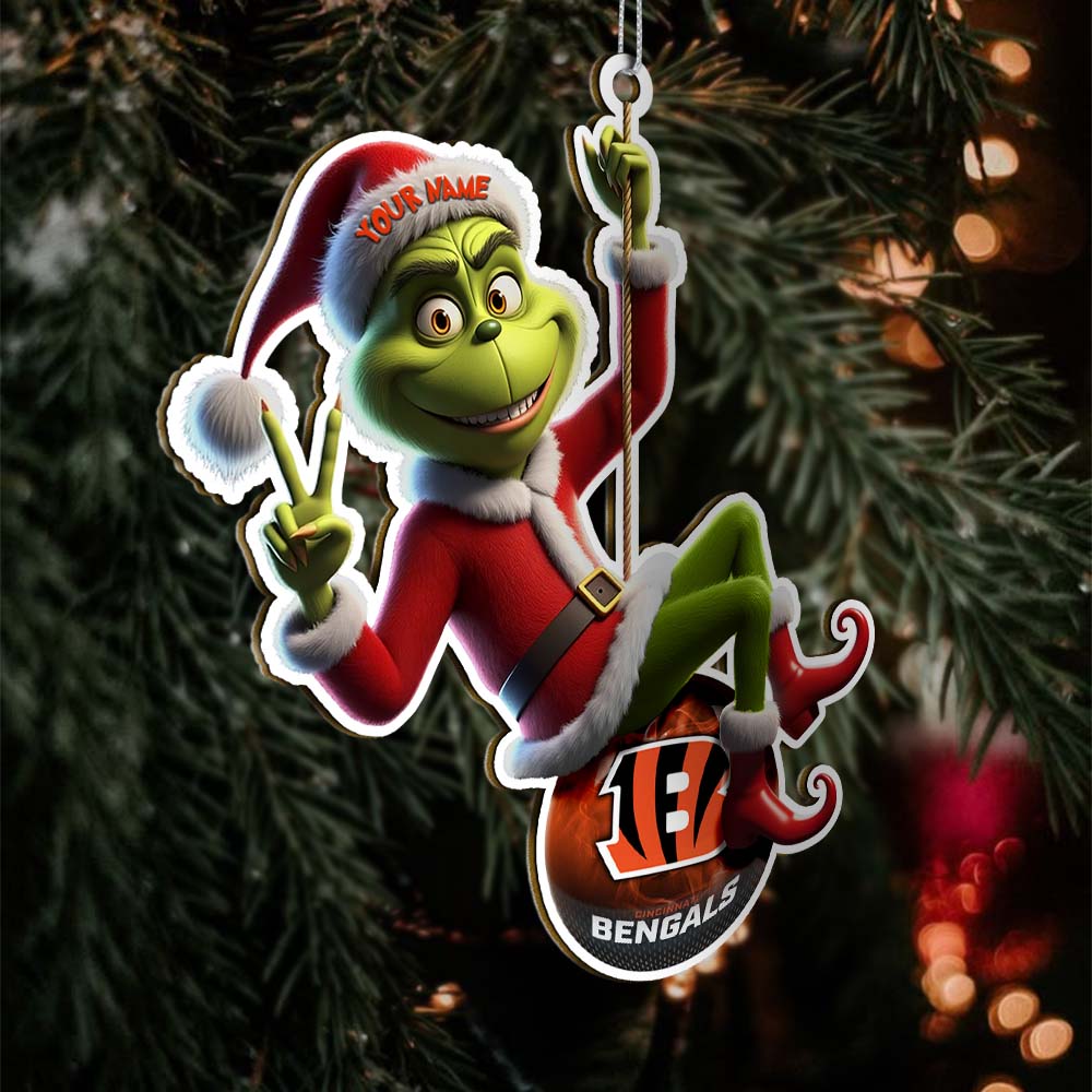 Sportswearmerch Cincinnati Bengals NFL The Grinch x Christmas Acrylic Ornament Gift For Fan