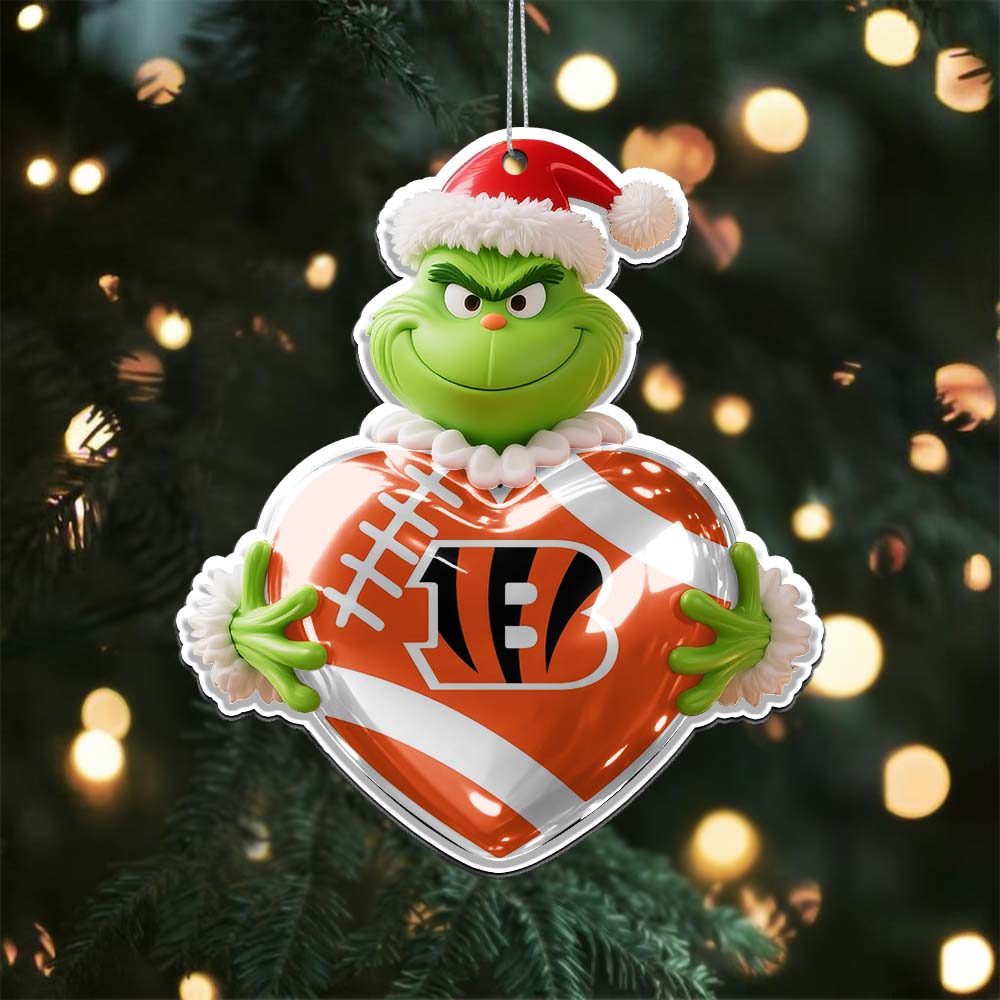 Sportswearmerch Cincinnati Bengals NFL The Grinch x Christmas Acrylic Ornament Gift For Fan
