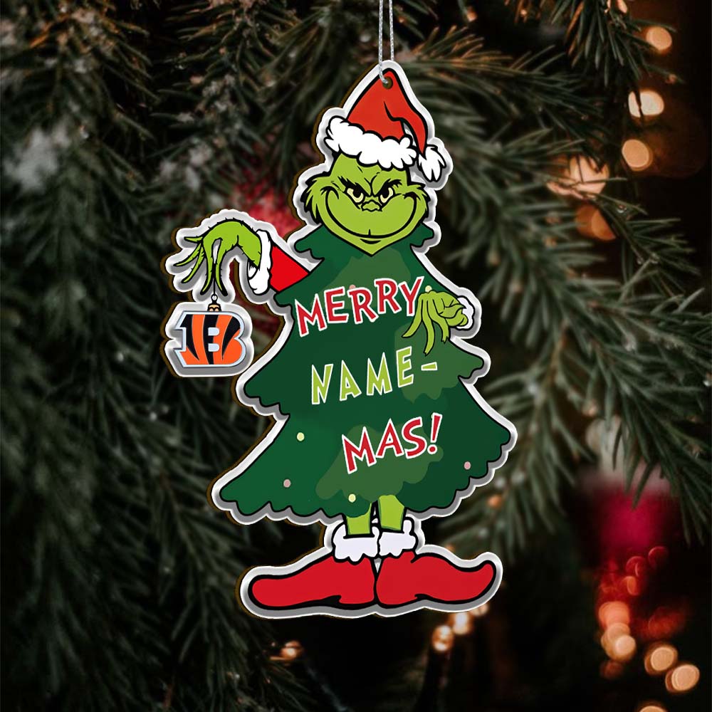 Sportswearmerch Cincinnati Bengals NFL The Grinch x Christmas Acrylic Ornament Gift For Fan