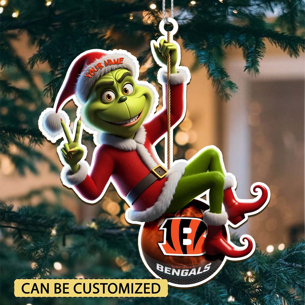 Sportswearmerch Cincinnati Bengals NFL The Grinch x Christmas Acrylic Ornament Gift For Fan
