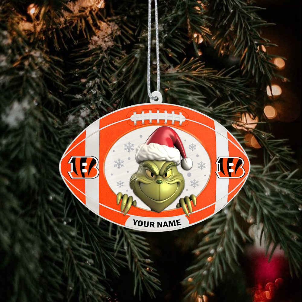 Sportswearmerch Cincinnati Bengals NFL The Grinch x Christmas Acrylic Ornament Gift For Fan
