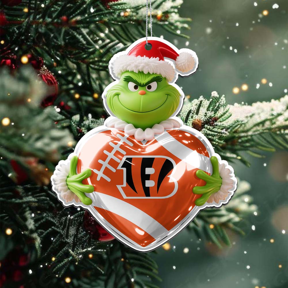 Sportswearmerch Cincinnati Bengals NFL The Grinch x Christmas Acrylic Ornament Gift For Fan