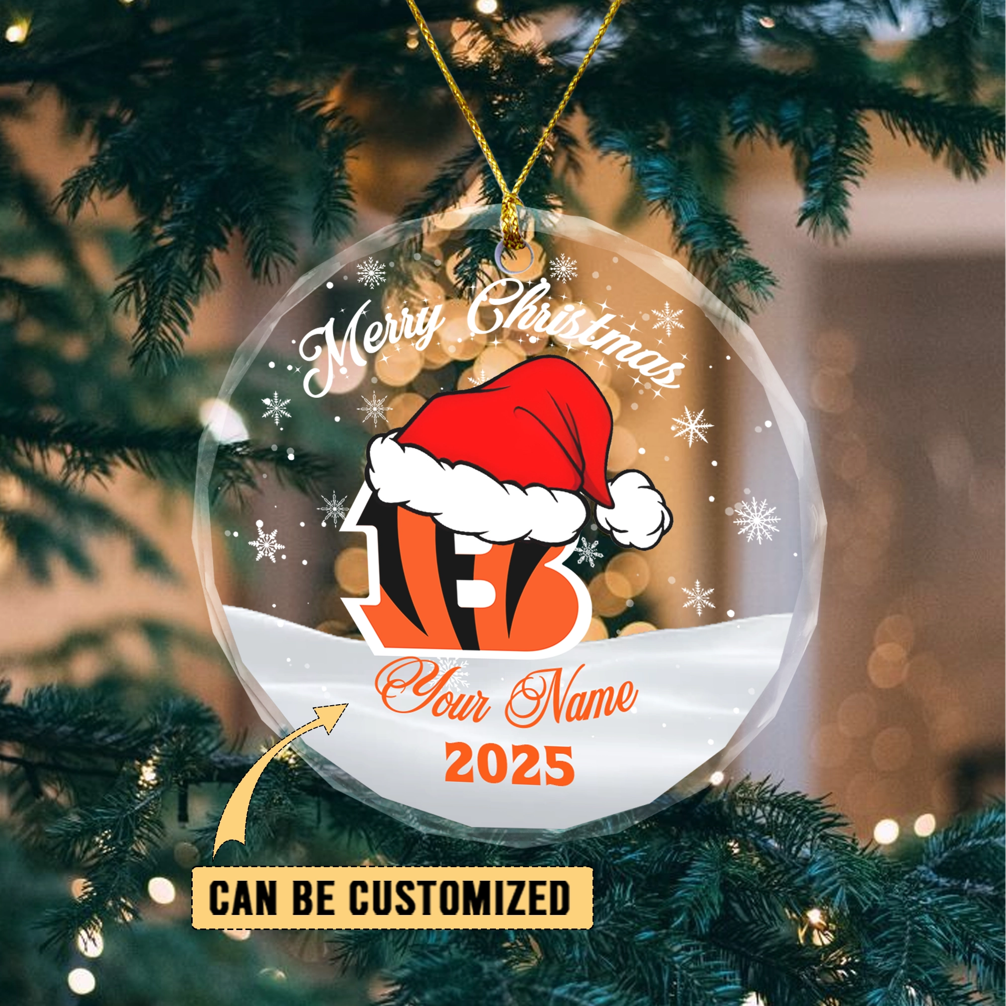 Sportswearmerch Cincinnati Bengals NFL x Christmas Glass Ornament Gift For Fan
