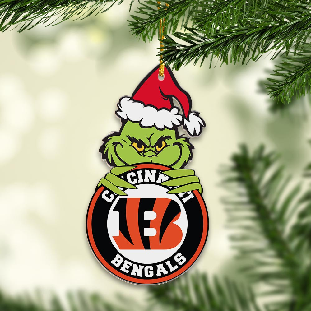 Sportswearmerch Cincinnati Bengals NFL x Grinch Christmas Acrylic Ornament For Fans