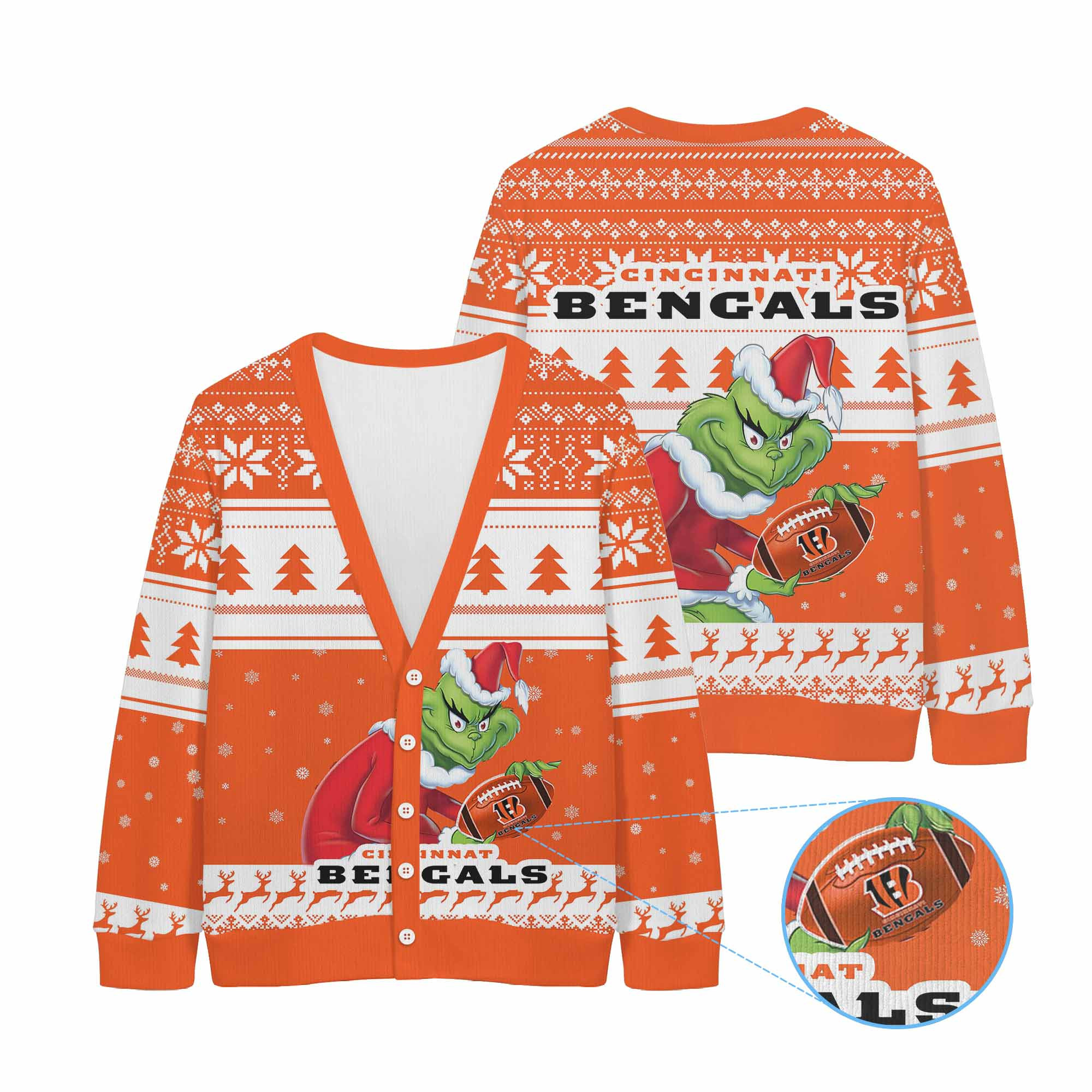 Sportswearmerch Cincinnati Bengals NFL x Grinch Christmas Cardigan For Fan