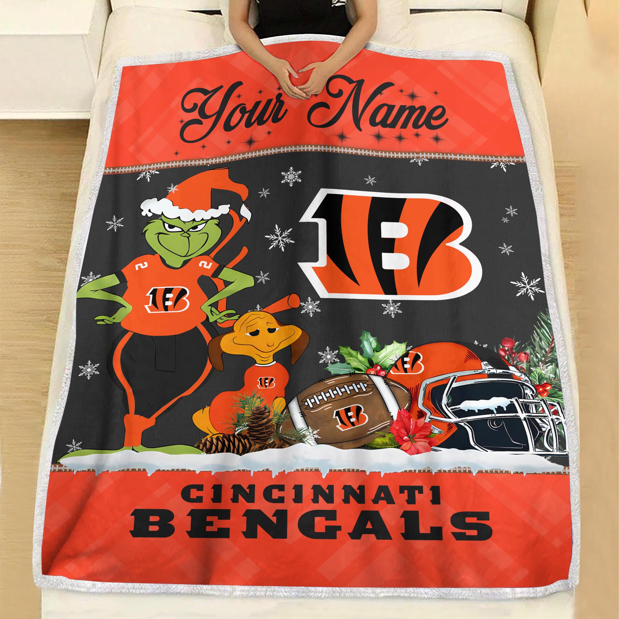 Sportswearmerch Cincinnati Bengals NFL x Grinch Christmas Fleece Blanket For Fan