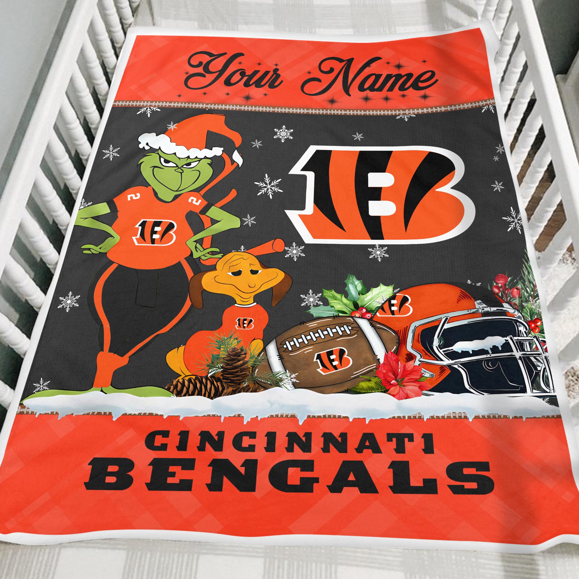 Sportswearmerch Cincinnati Bengals NFL x Grinch Christmas Fleece Blanket For Fan