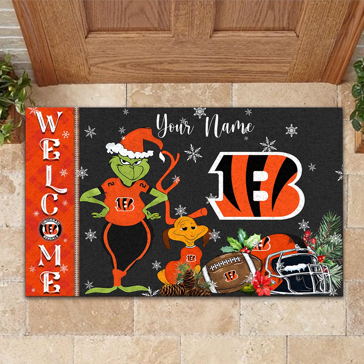 Sportswearmerch Cincinnati Bengals NFL x Grinch Christmas Welcome Football Doormat For Fan