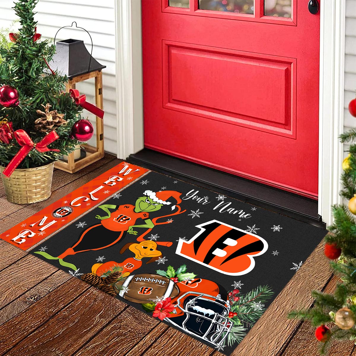 Sportswearmerch Cincinnati Bengals NFL x Grinch Christmas Welcome Football Doormat For Fan