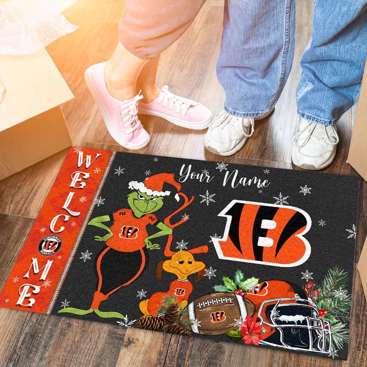 Sportswearmerch Cincinnati Bengals NFL x Grinch Christmas Welcome Football Doormat For Fan