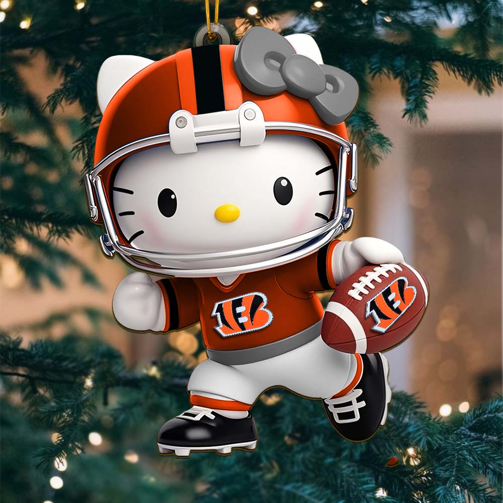 Sportswearmerch Cincinnati Bengals NFL x Hello Kitty Personalized Acrylic Ornament Gift For Fans
