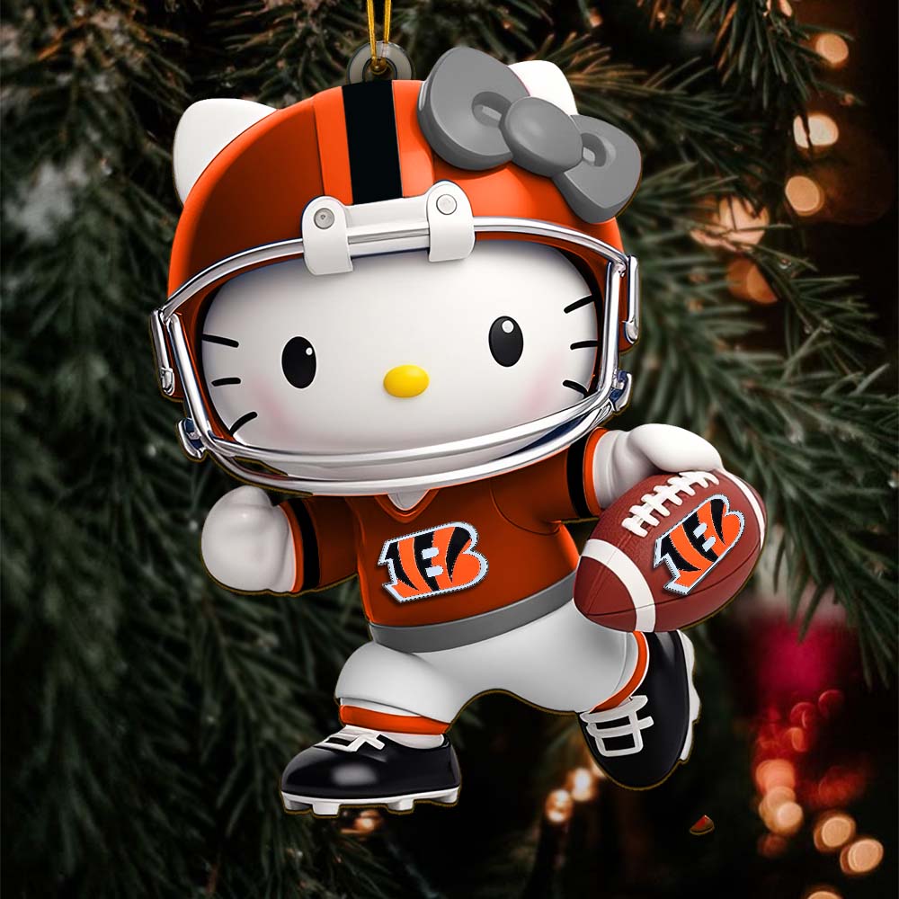 Sportswearmerch Cincinnati Bengals NFL x Hello Kitty Personalized Acrylic Ornament Gift For Fans