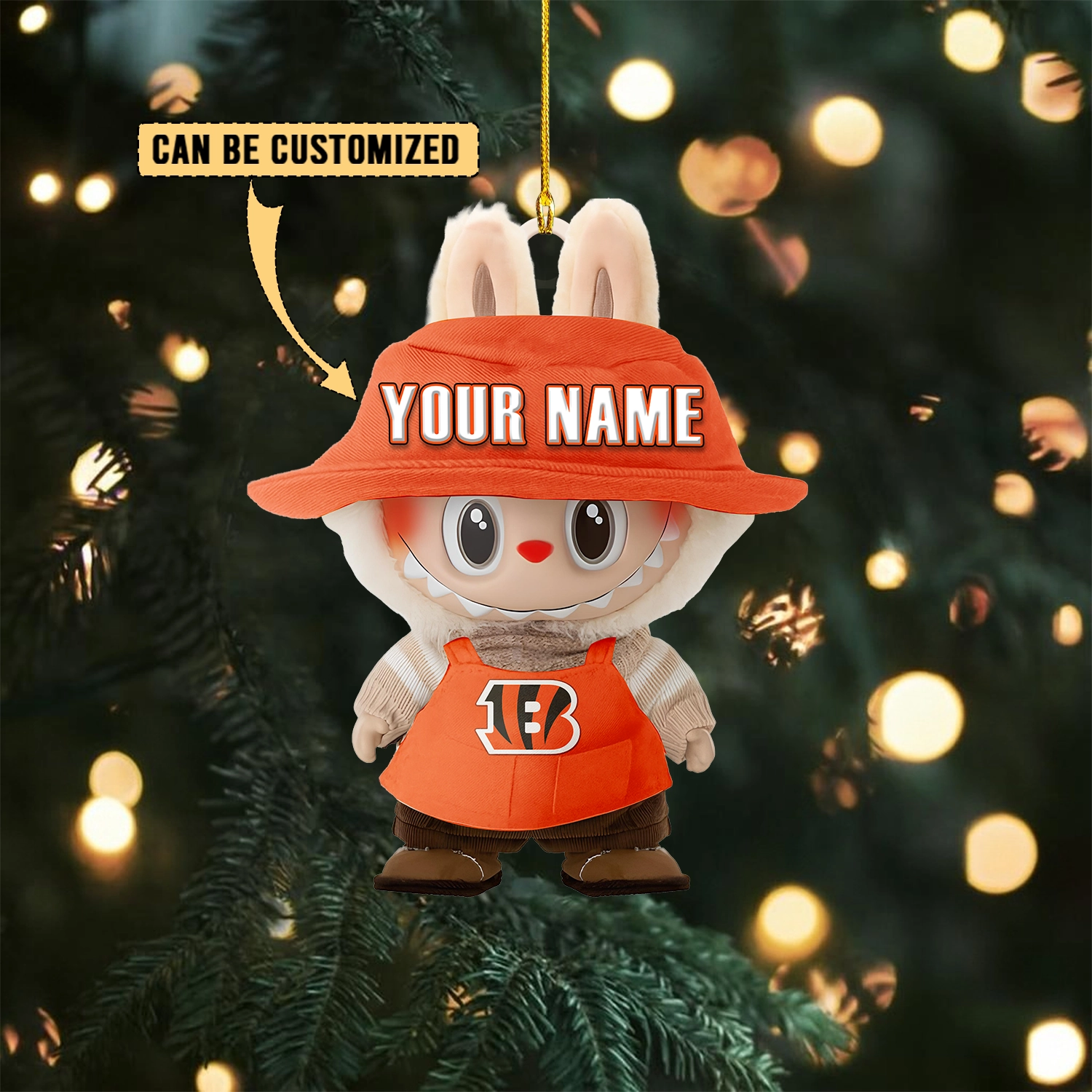 Sportswearmerch Cincinnati Bengals NFL x Labubu Christmas Personalized Acrylic Ornament Gift For Fans