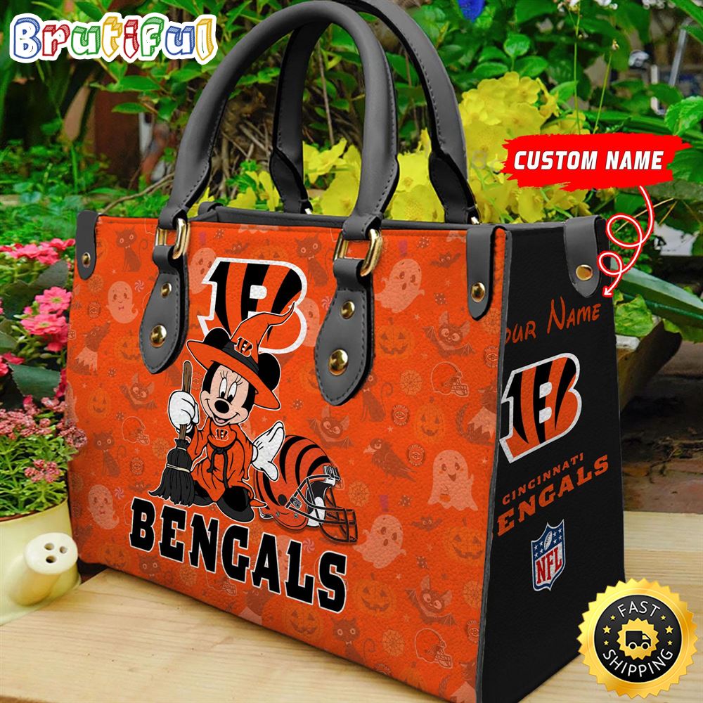 Sportswearmerch Cincinnati Bengals NFL x Minnie Halloween Leather Handbag For Fan