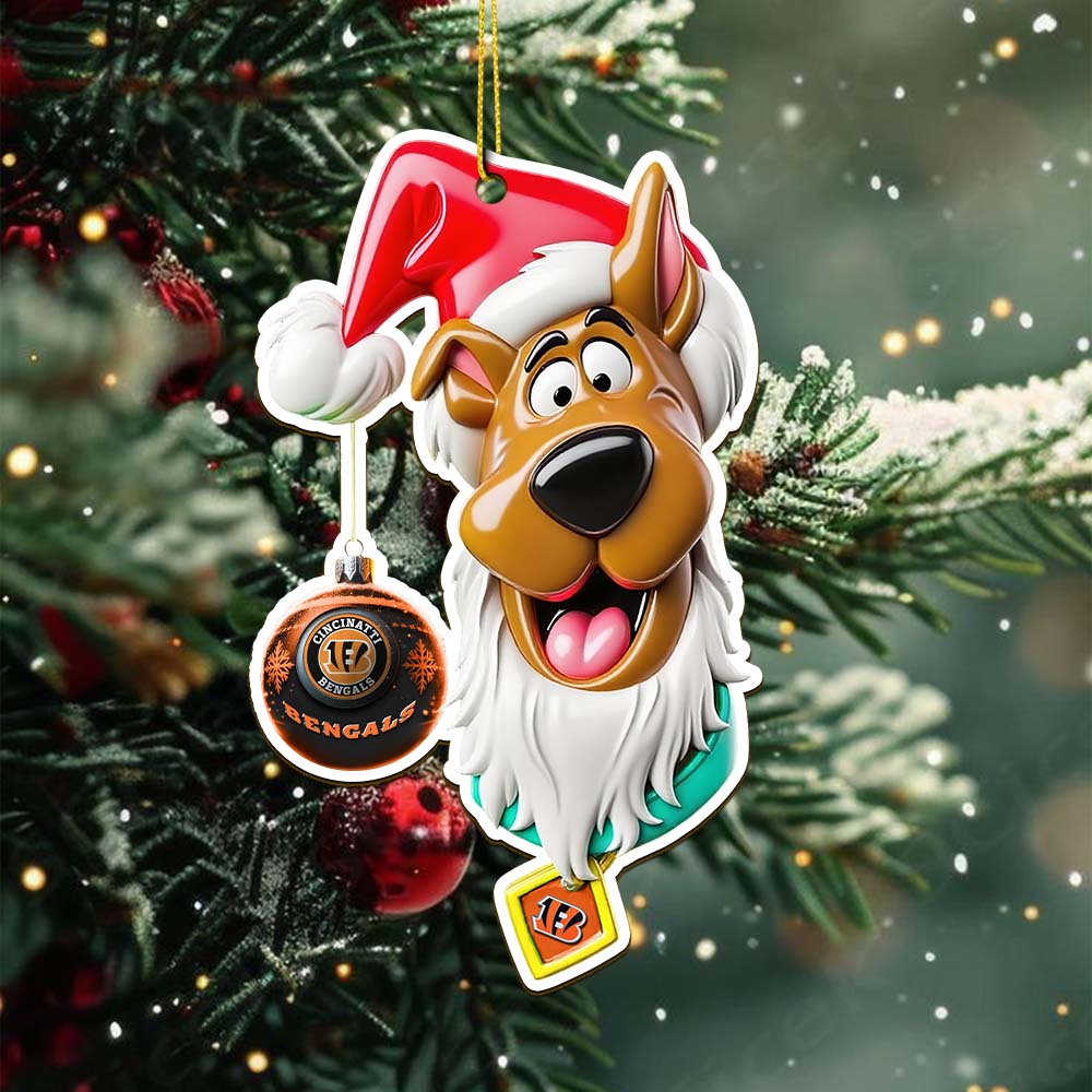 Sportswearmerch Cincinnati Bengals NFL x Scooby doo x Christmas Acrylic Ornament Gift For Fan