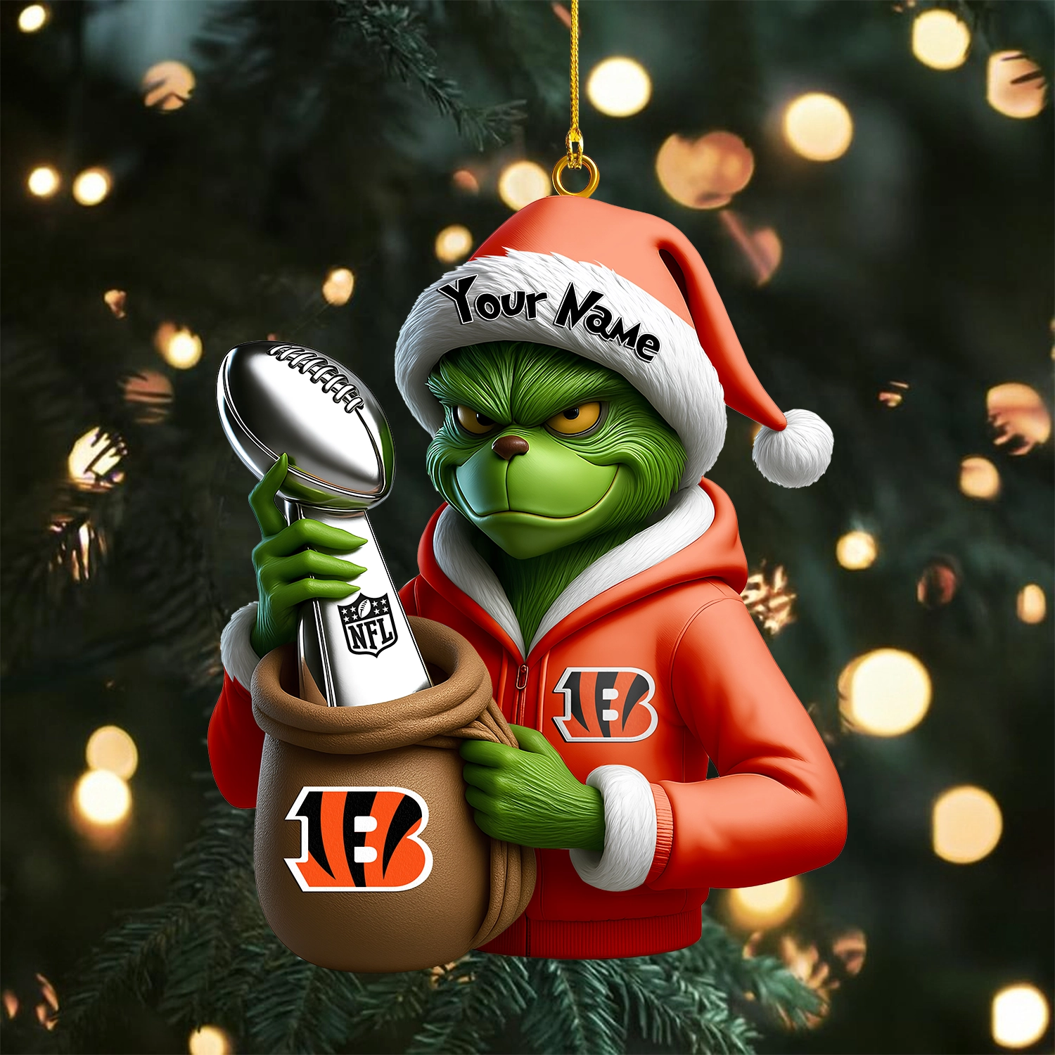Sportswearmerch Cincinnati Bengals NFL x The Grinch Acrylic Ornament Gift For Fans