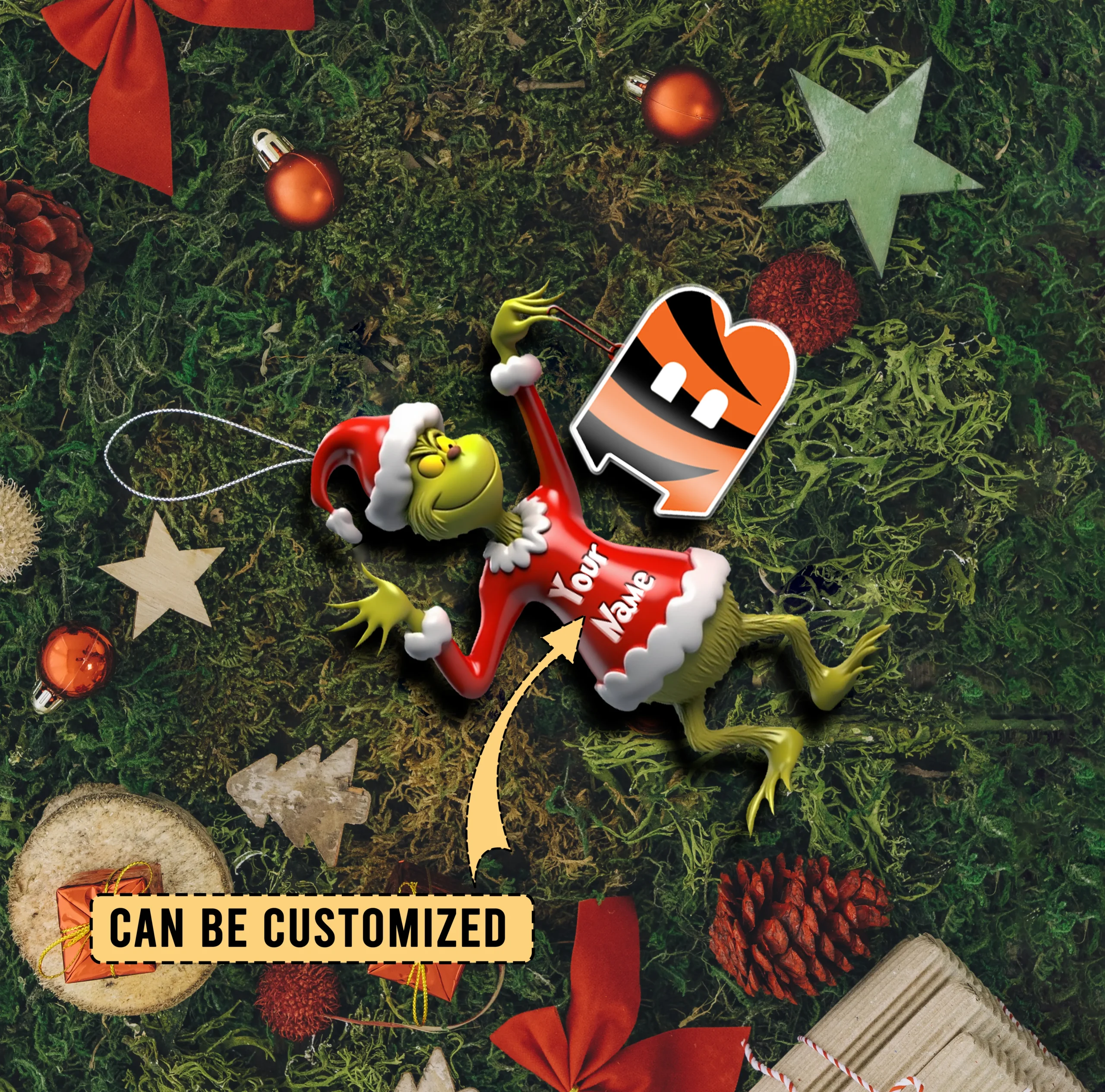 Sportswearmerch Cincinnati Bengals NFL x The Grinch Acrylic Ornament Gift For Fans