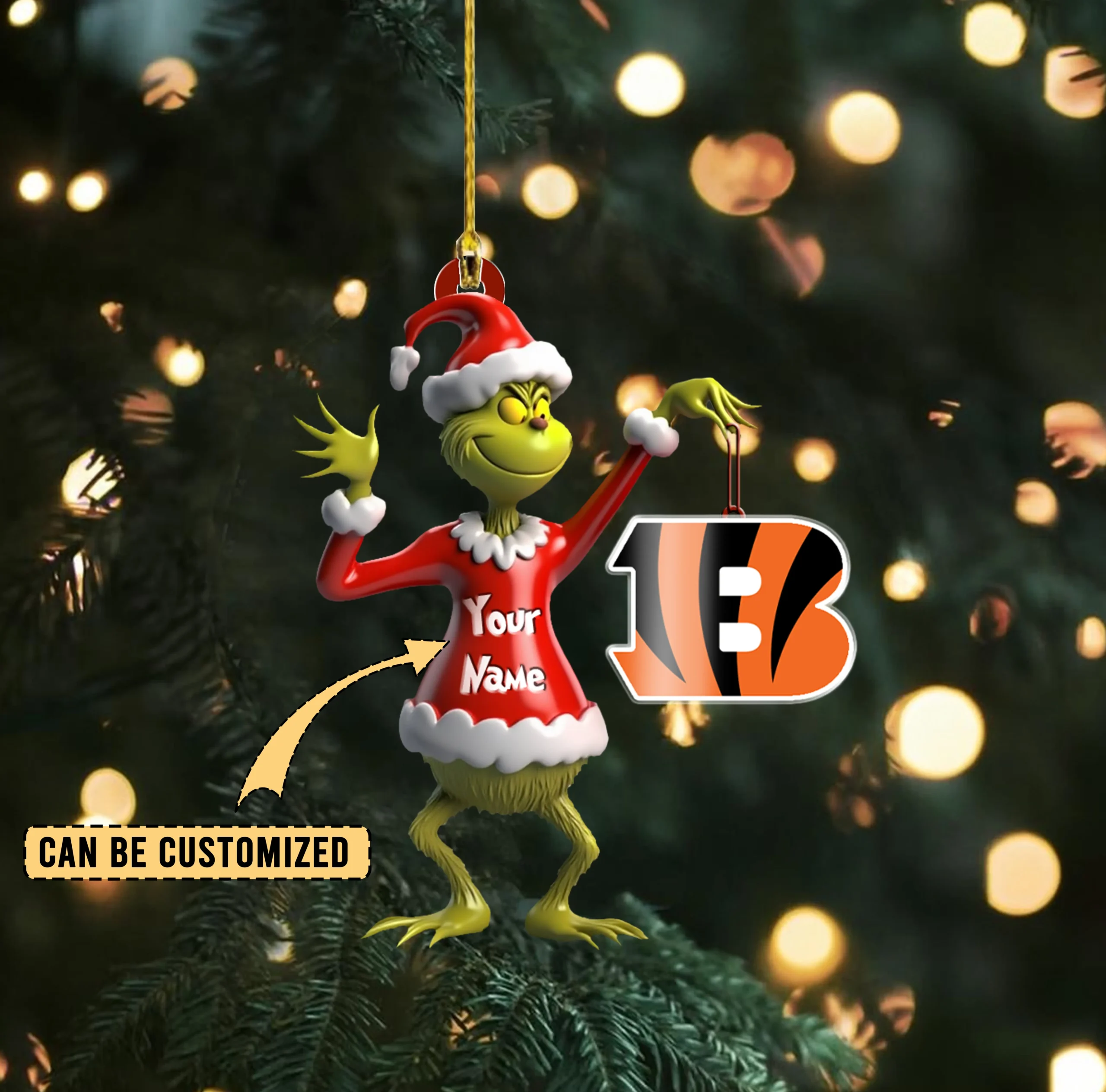 Sportswearmerch Cincinnati Bengals NFL x The Grinch Acrylic Ornament Gift For Fans