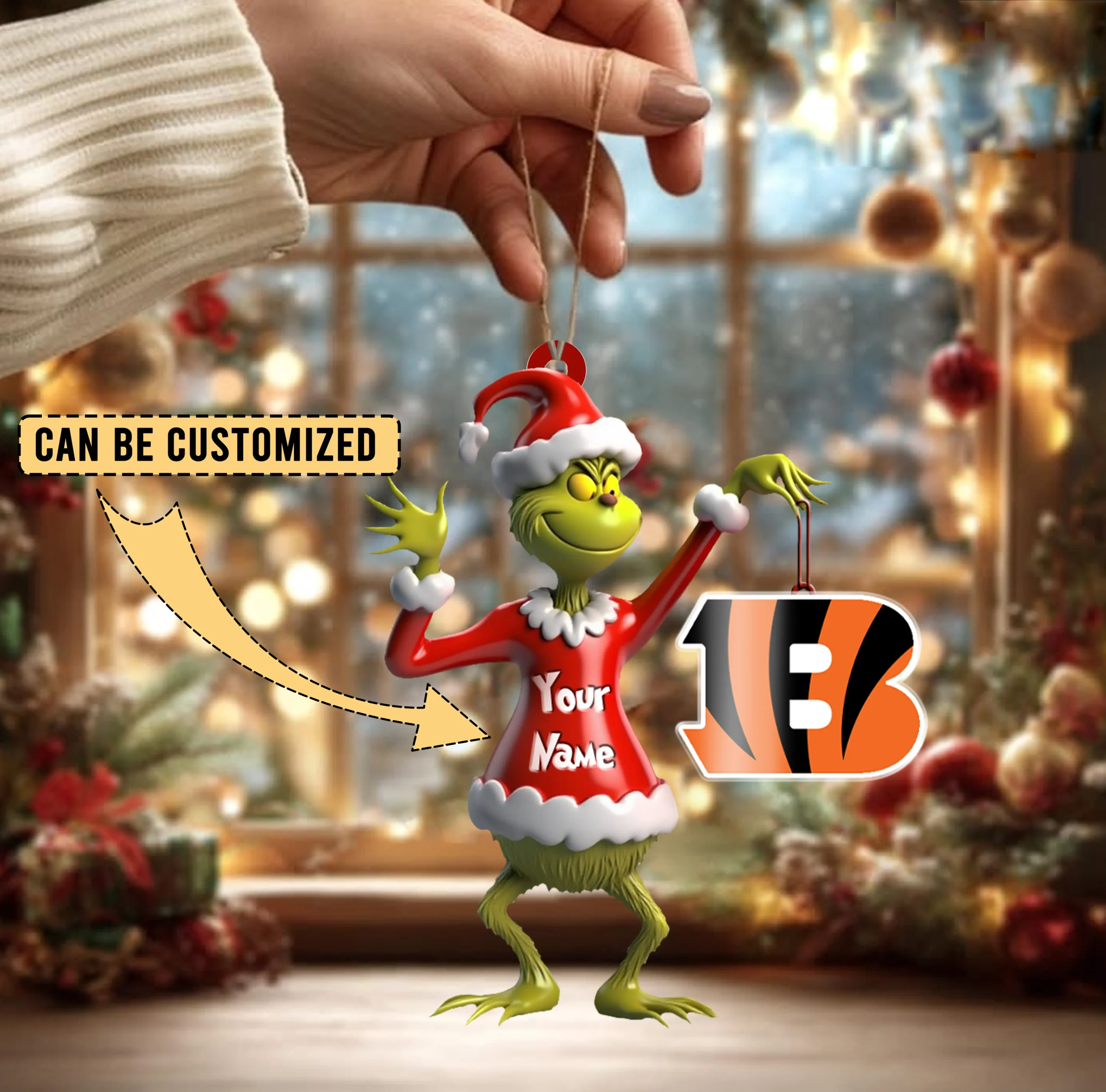 Sportswearmerch Cincinnati Bengals NFL x The Grinch Acrylic Ornament Gift For Fans