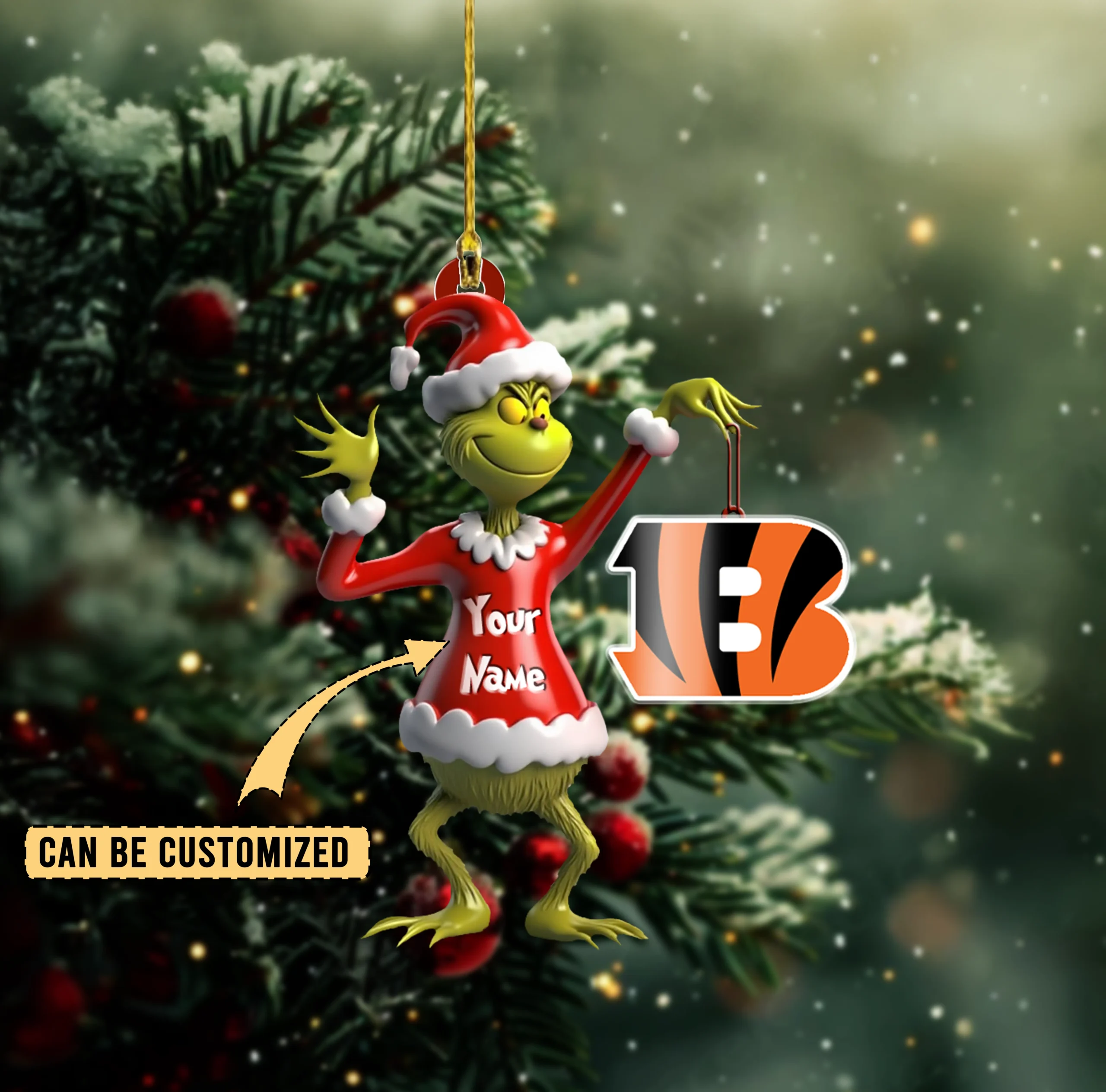 Sportswearmerch Cincinnati Bengals NFL x The Grinch Acrylic Ornament Gift For Fans