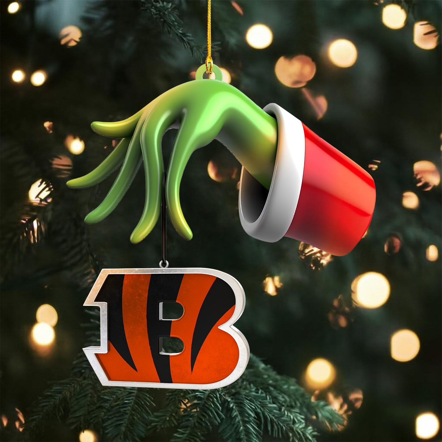 Sportswearmerch Cincinnati Bengals NFL x The Grinch Christmas Acrylic Mix Wooden Ornament Gift For Fans