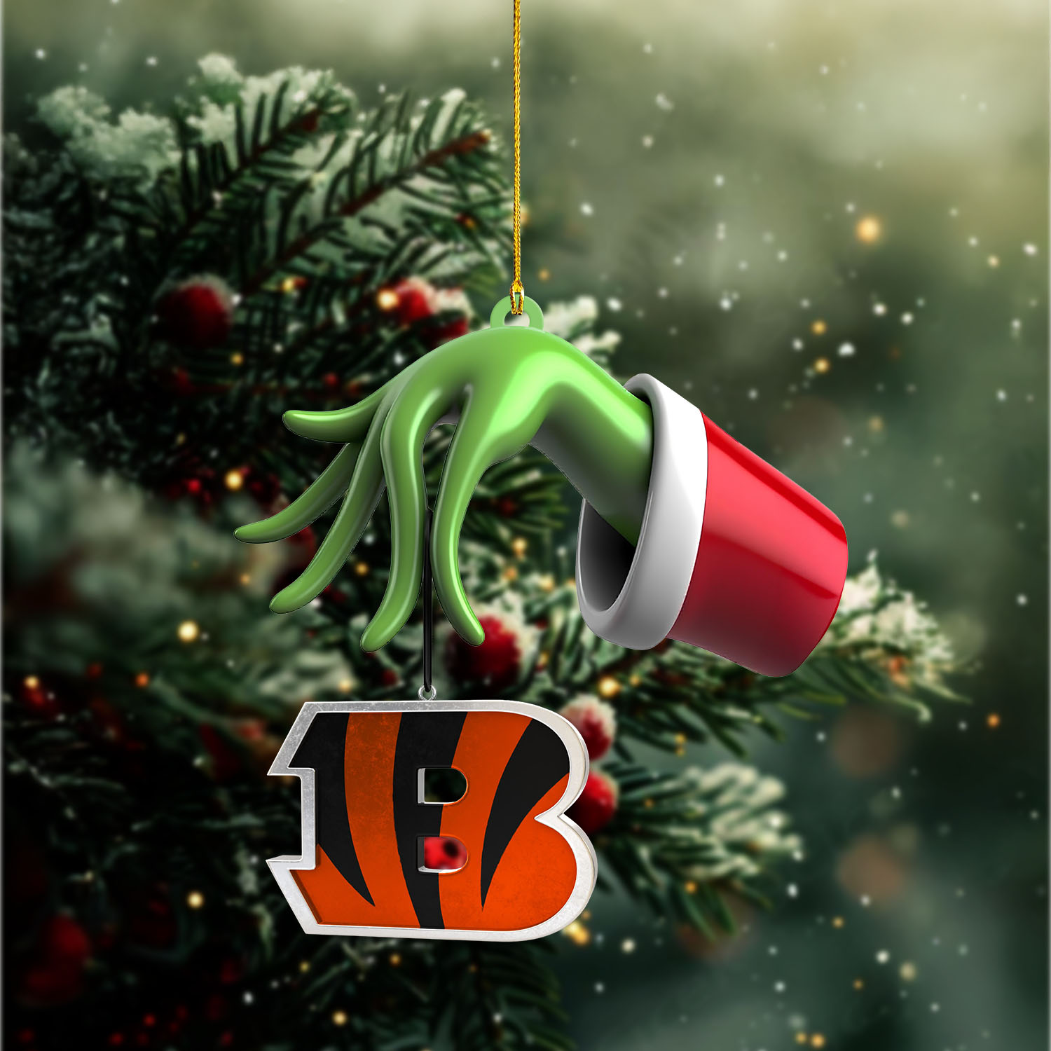 Sportswearmerch Cincinnati Bengals NFL x The Grinch Christmas Acrylic Mix Wooden Ornament Gift For Fans