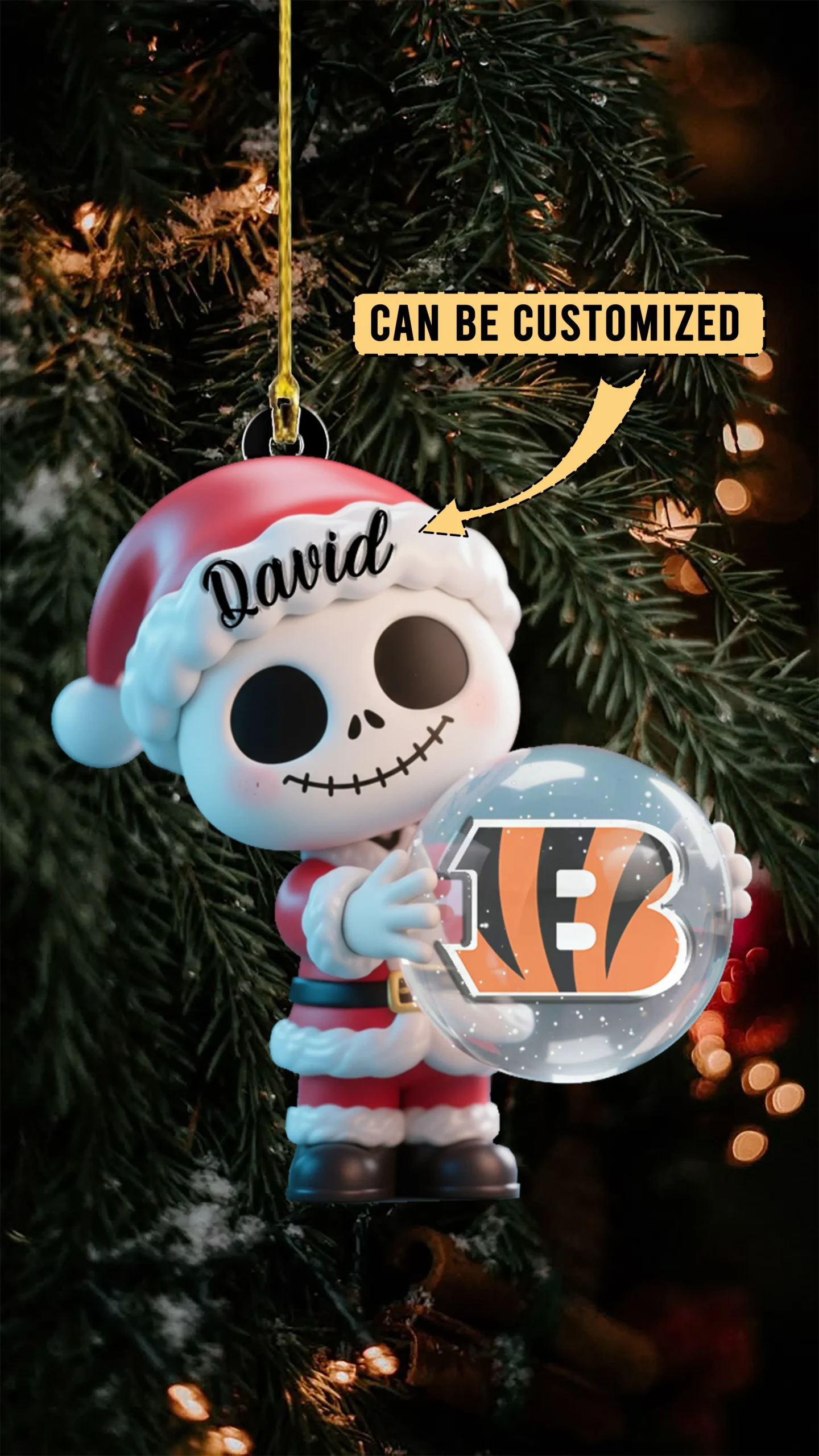 Sportswearmerch Cincinnati Bengals NFL x The Nightmare Before Christmas Acrylic Ornament Gift For Fans