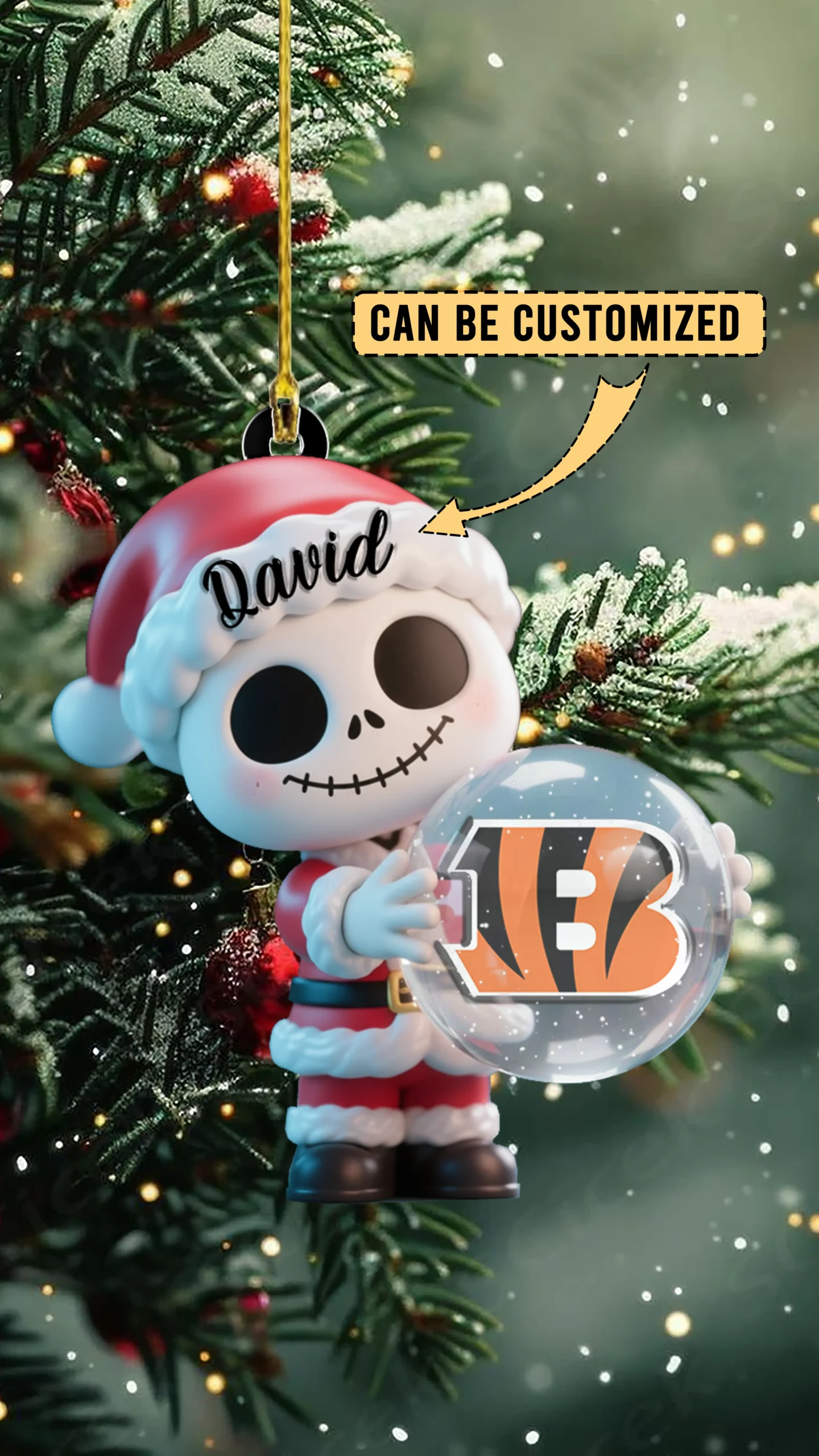 Sportswearmerch Cincinnati Bengals NFL x The Nightmare Before Christmas Acrylic Ornament Gift For Fans