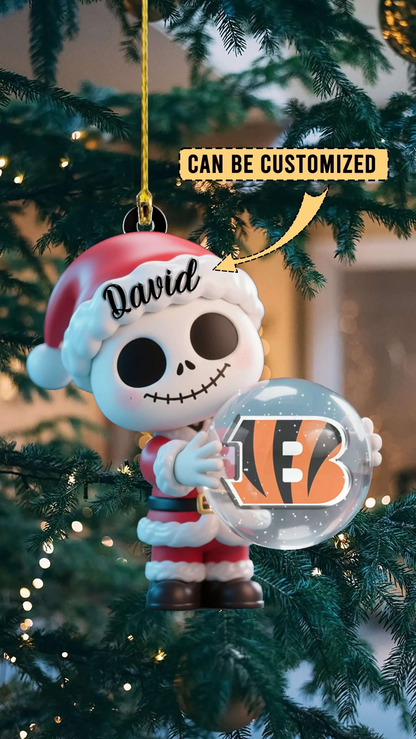 Sportswearmerch Cincinnati Bengals NFL x The Nightmare Before Christmas Acrylic Ornament Gift For Fans