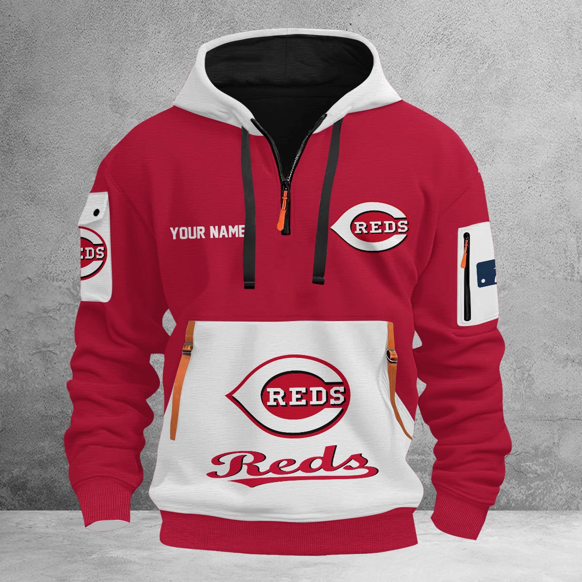 Sportswearmerch Cincinnati Reds MLB Half Zip Hoodie Personalized For Fan