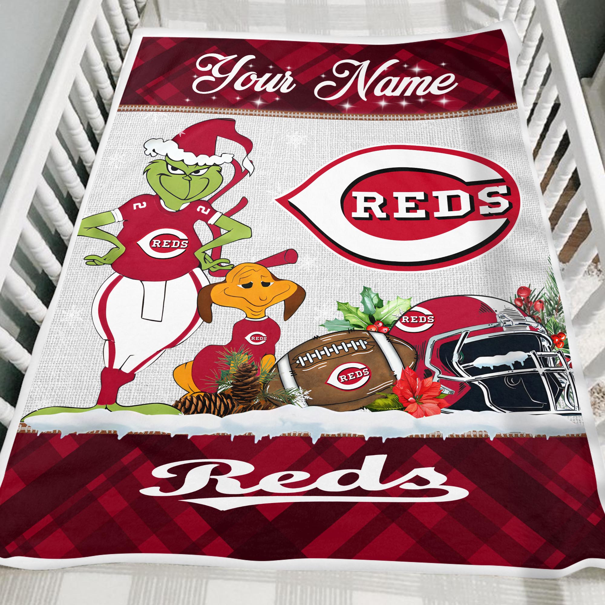 Sportswearmerch Cincinnati Reds MLB x Grinch Christmas Fleece Blanket For Fan