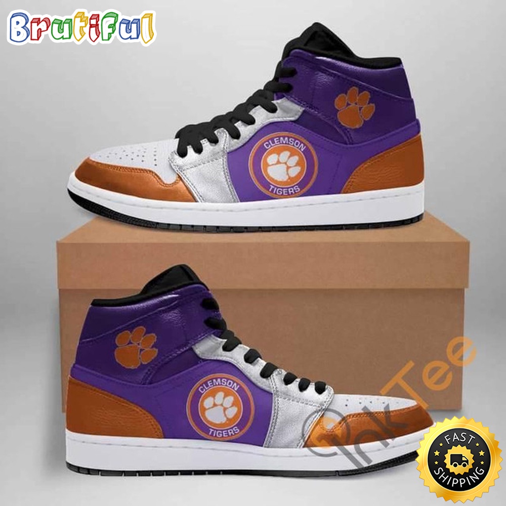 Sportswearmerch Clemson Tigers NCAA AJ1 High Sneakers Shoes For Men And Women