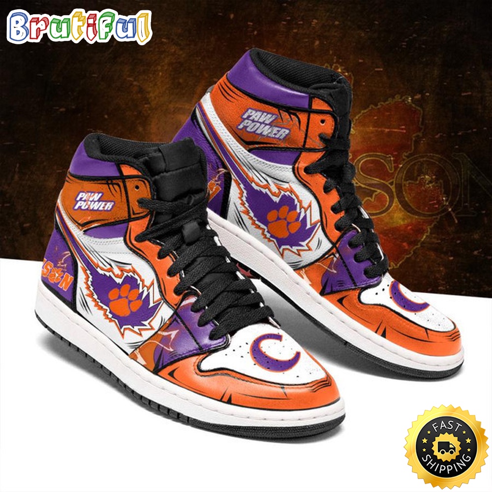 Sportswearmerch Clemson Tigers NCAA AJ1 High Sneakers Shoes For Men And Women