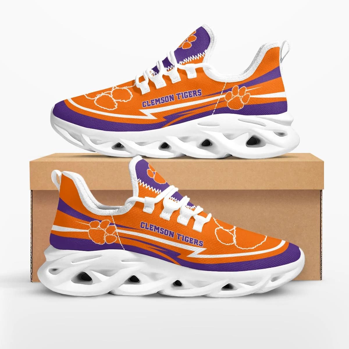 Sportswearmerch Clemson Tigers NCAA Are Coming Curves Max Soul Shoes Sneakers For Men And Women