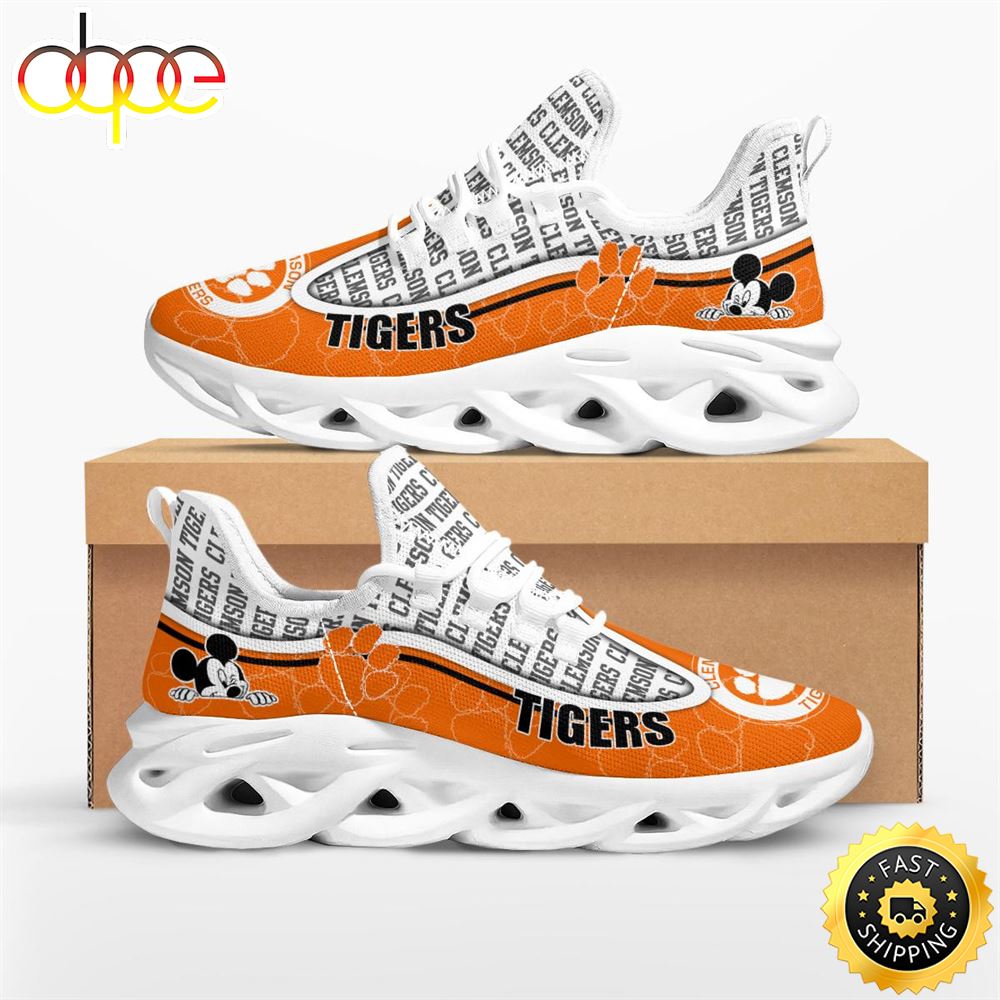 Sportswearmerch Clemson Tigers NCAA Mickey Mouse Max Soul Shoes Sneakers For Men And Women