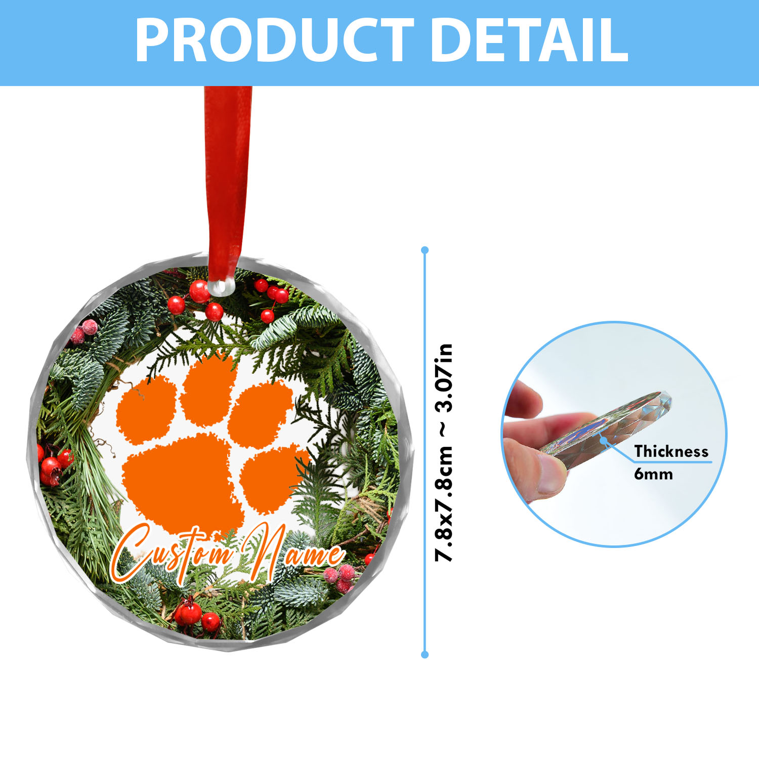 Sportswearmerch Clemson Tigers NCAA x Christmas Glass Ornament Gift For Fans