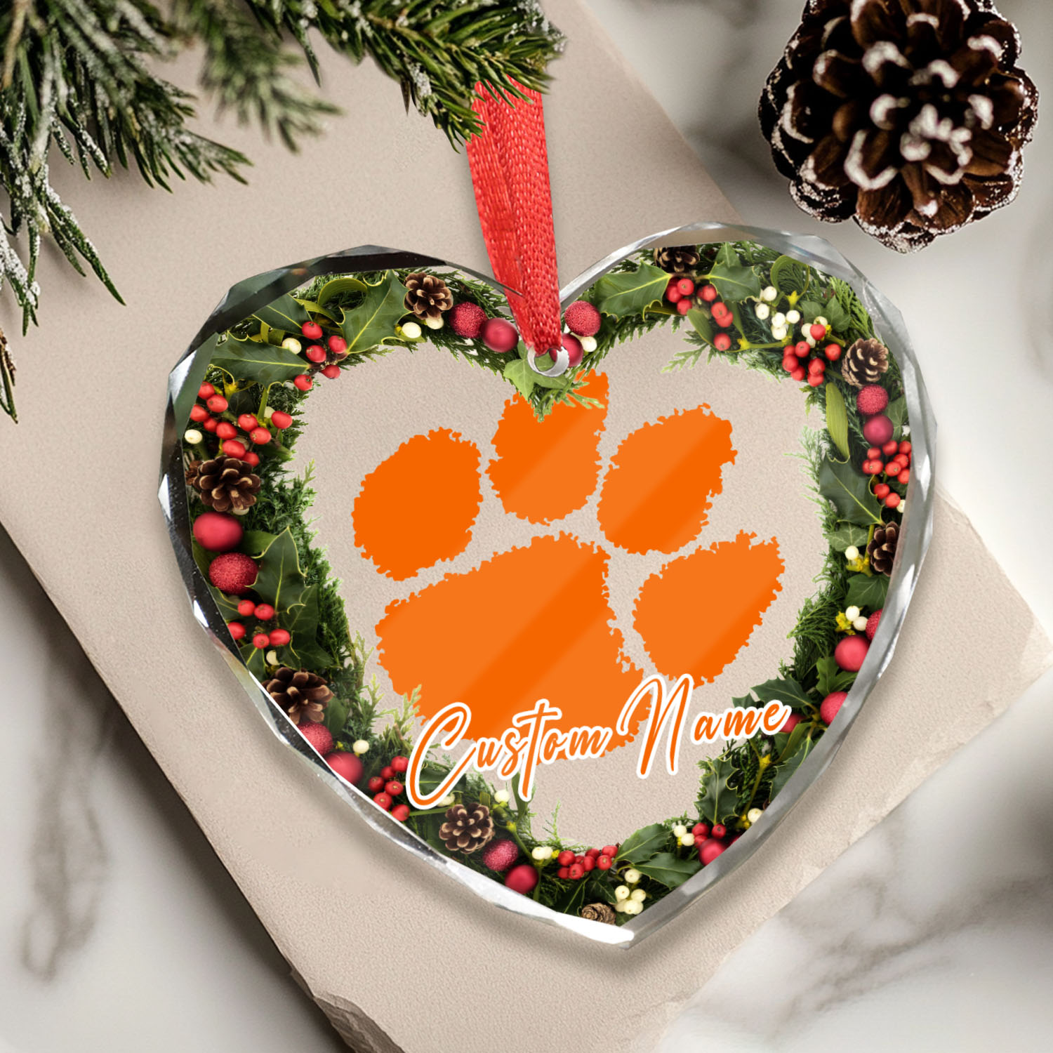 Sportswearmerch Clemson Tigers NCAA x Christmas Glass Ornament Gift For Fans